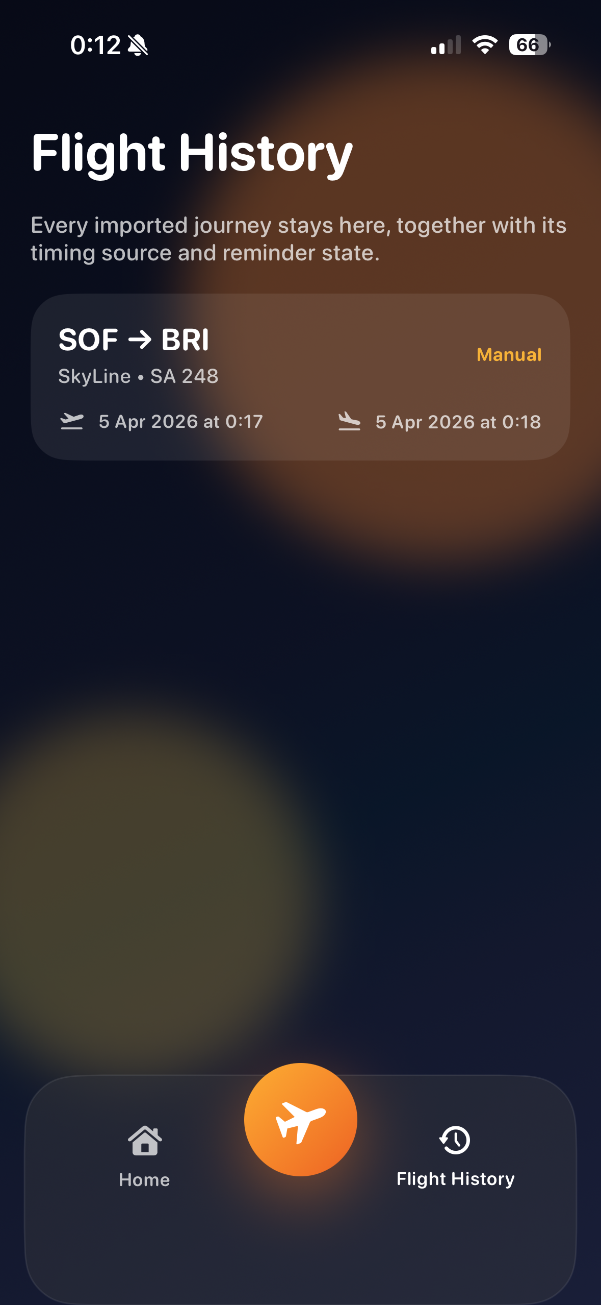 Flight history