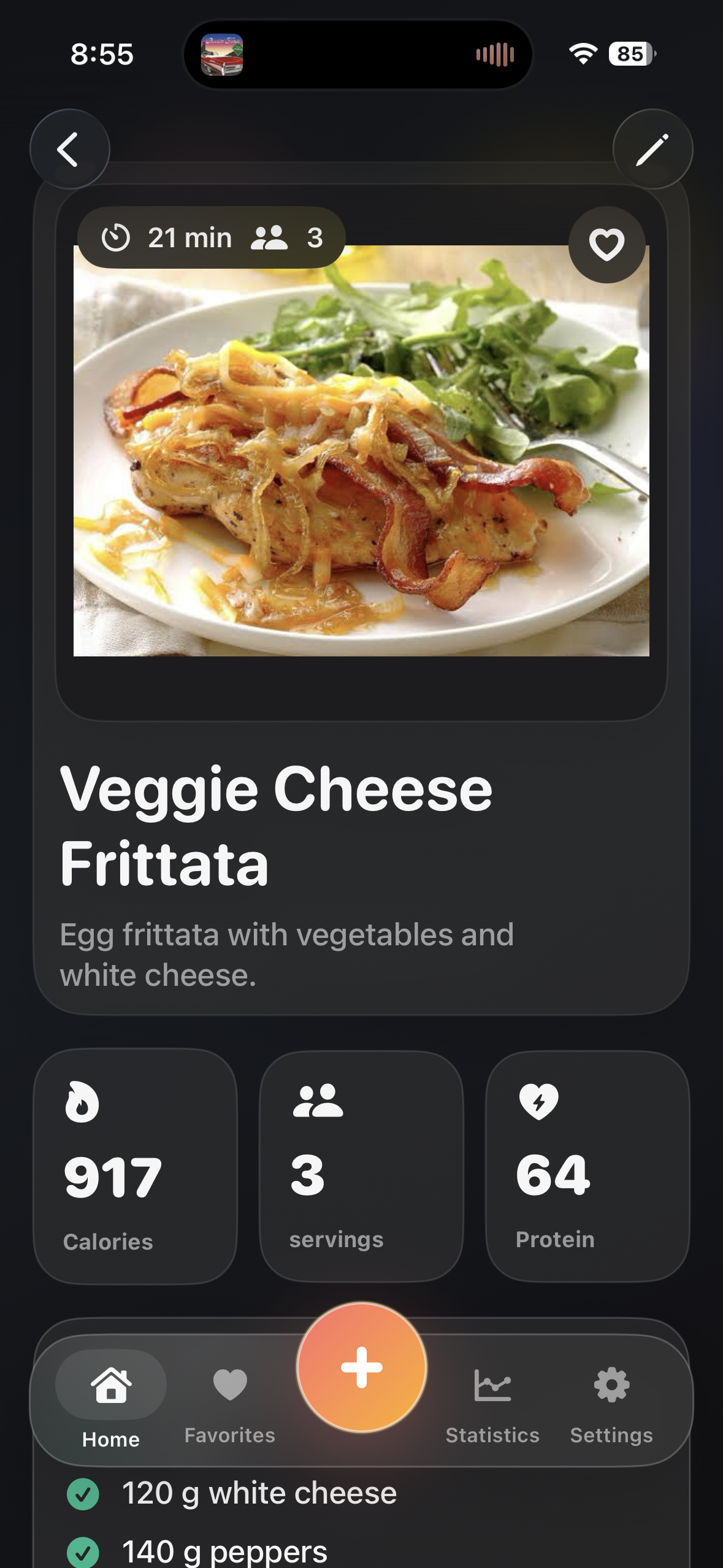 Recipe detail screen