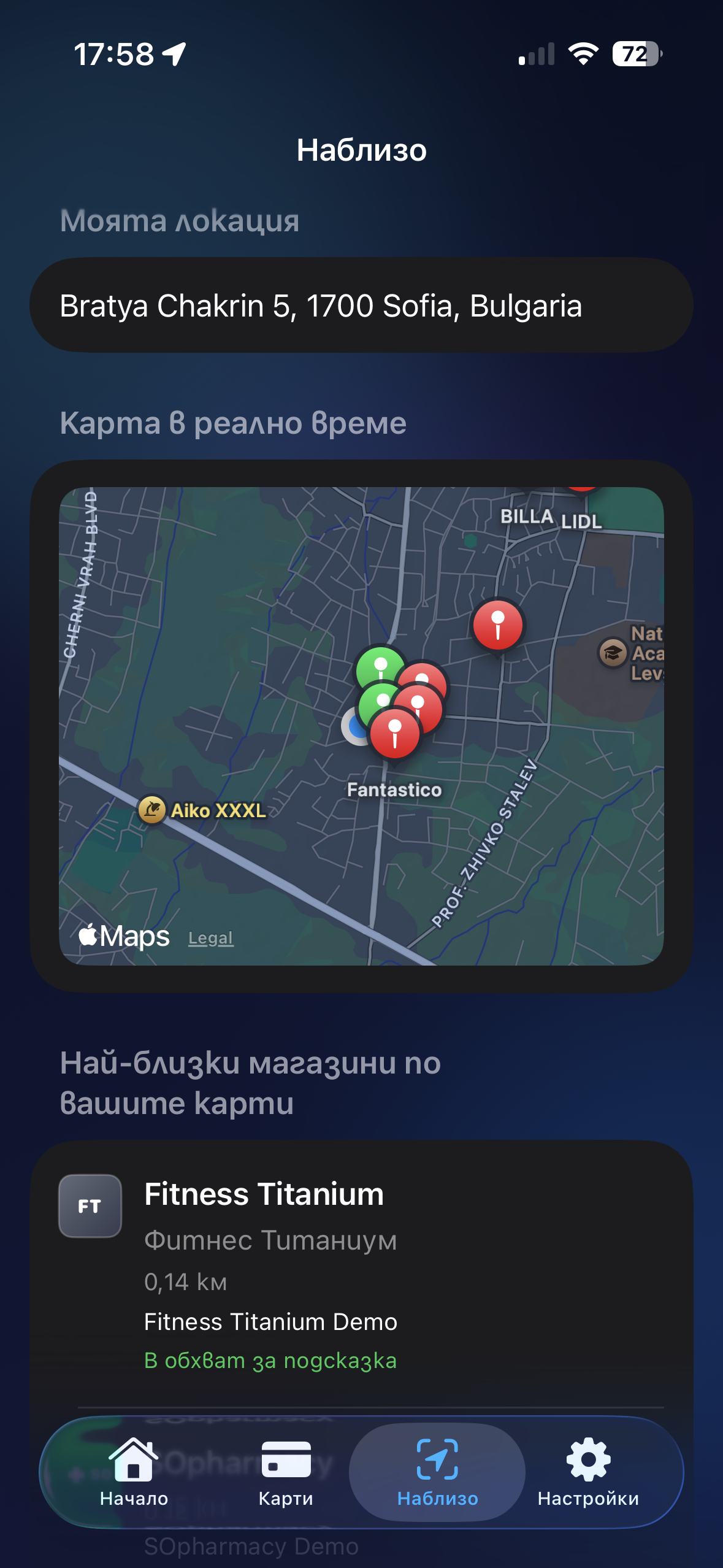 Nearby map